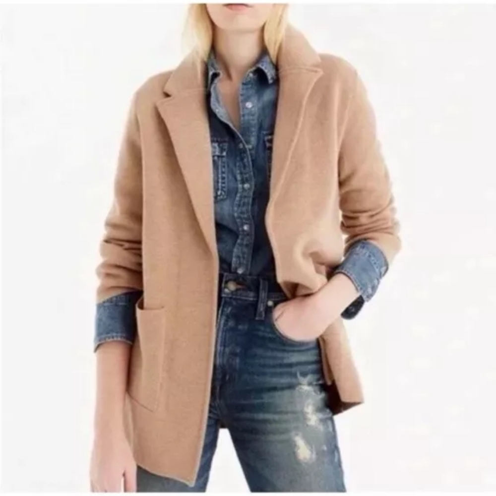 J. Crew Camel Sophie Merino Wool Open Front Sweater Blazer - Size S